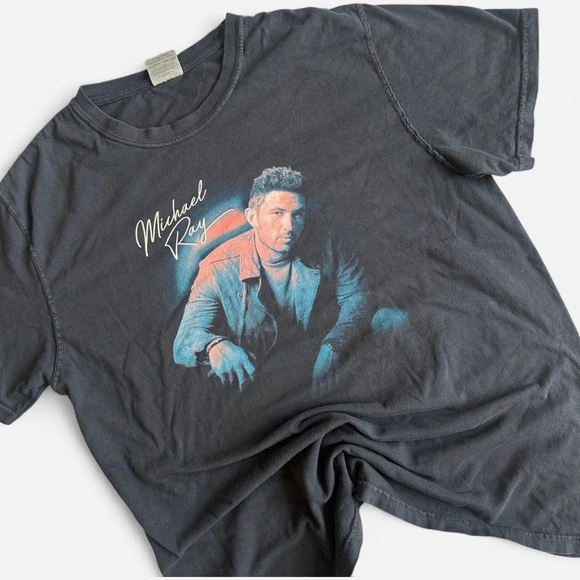 Michael Ray Neon Lights Country Concert Souvenir Graphic Tee Black Sz L - Picture 1 of 3